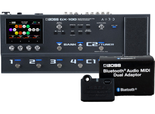 boss gt pedales de guitarra electrica <b>BOSS GX-100 WIRELESS EDITION Pedalera Multi-FX con Bluetooth Audio MIDI</b>