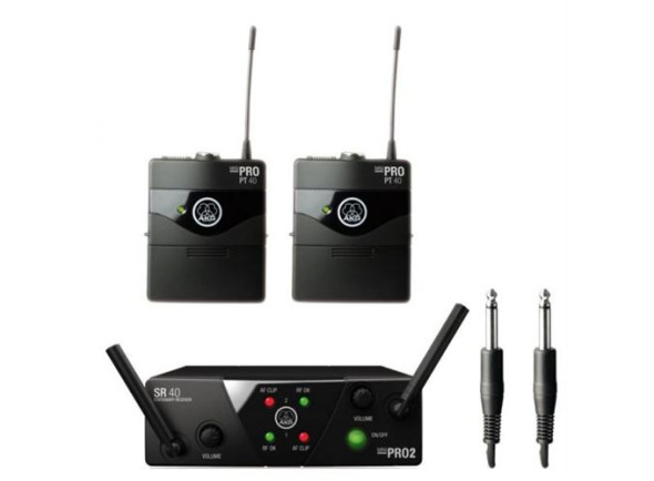 Microfones AKG mini Sistemas sem fios com microfones para instrumentos AKG WMS 40 Mini Dual Instrument ISM2/3A
