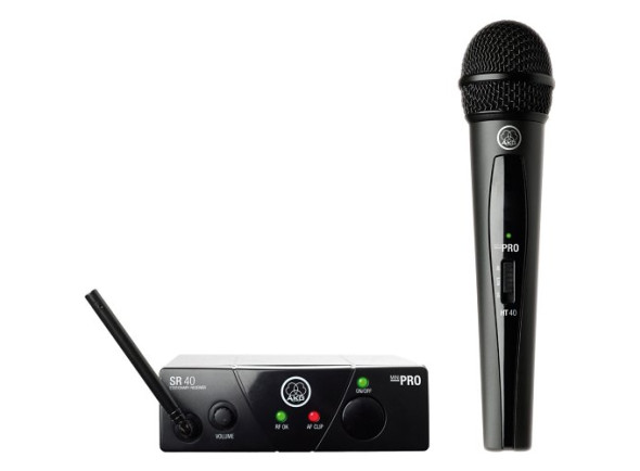 Sistema sem fio com microfone de mão dinâmico/Système sans fil avec microphone portatif. Système de microphone sans fil AKG WMS40 Mini pour voix unique, bande US25-D
