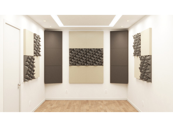 Tratamento Acústico/Packs Completos para tratamento acústico Profissional ATP Pack 1 Preto e Bege – 2 Caixas Coralreef + 2 Caixas Basmel + 3 Caixas CTBASS (24 painéis)