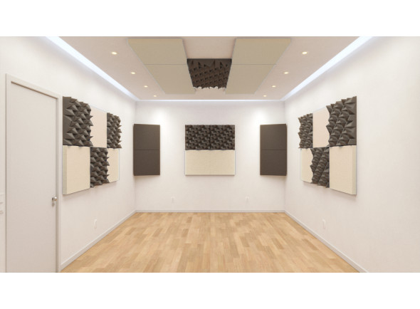 Painel Acústico/Packs Completos para tratamento acústico Profissional ATP Pack 2 Preto e Branco – 4 Caixas Coralreef + 3 Caixas Basmel + 4 Caixas CTBASS (36 painéis)