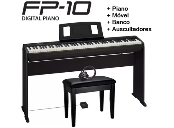 Roland RH Piano digital com móvel/Pianos Digitais Portáteis <b>Roland FP-10 + MÓVEL + BANCO + AUSCULTADORES</b> Roland RH Piano digital com móvel/Pianos Digitais Portáteis <b>Roland FP-10 + MÓVEL + BANCO + AUSCULTADORES</b>