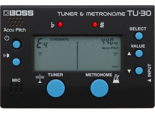 BOSS metronomo Metrónomo / Afinador/Afinador de guitarra BOSS TU-30 <b>Afinador e Metrónomo Cromático</b>