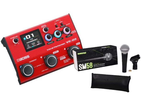 BOSS VE Procesadores de Voz <b>Processador Voz BOSS VE-22 + Microfone SHURE SM-58 LC + Cabo Microfone 3 metros</b>