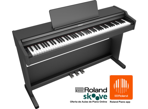 Roland RPB Piano digital com móvel/Pianos digitales móviles Roland RP107-BKX Piano Digital Móvel Premium Preto