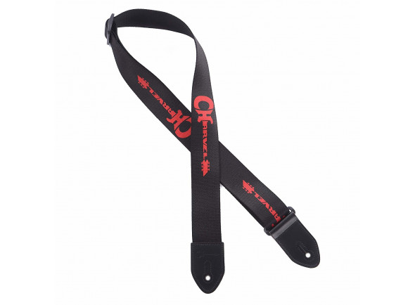 Guitarras Charvel Correia de nylon Charvel Logo Poly Leather Ends, BLACK/RED Guitarras Charvel Correia de nylon Charvel Logo Poly Leather Ends, BLACK/RED