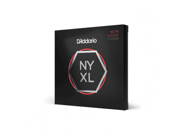 guitarra 8 string Cordas para guitarras de 8 cordas/Juego de cuerdas .010 D'Addario NYXL1074 10-74 Light Top/Heavy Bottom 8-String, NYXL Electric Guitar Strings