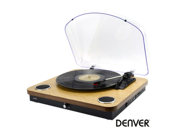 Gira-discos de alta fidelidade Denver  33/45/78RPM Vintage 5W Madeira
