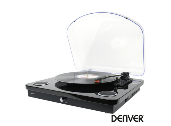 Gira-discos de alta fidelidade Denver  33/45/78RPM Vintage 5W Preto
