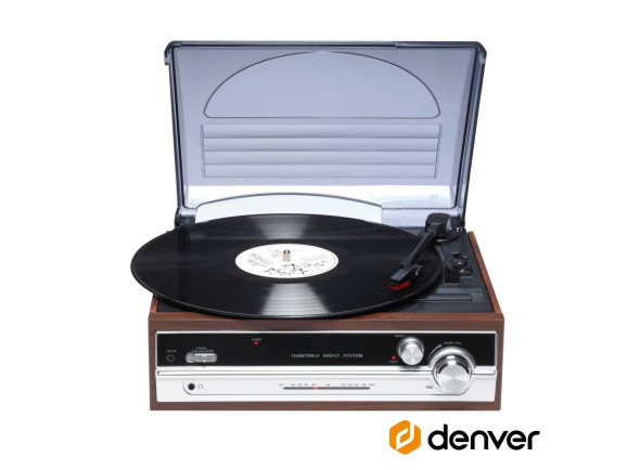 Gira-discos/Gira-discos de alta fidelidade Denver  Gira-Discos 33/45/78RPM Vintage AUX/FM