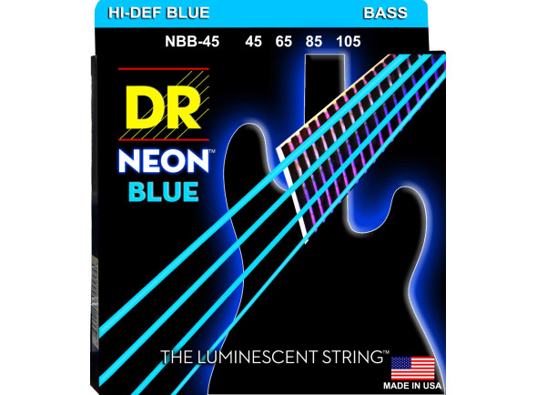  Conjunto de cordas para baixo elétrico/Jogo de cordas .045 para baixo elétrico de 4 cordas DR Strings NBB-45 Neon Blue 4 Cordas 45-105 Baixo Elétrico 