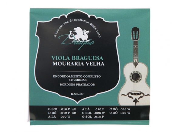 Cordas para Guitarra Portuguesa Dragão Guitarra Braguesa 10C Afinação Mouraria Velha