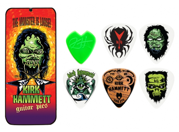 palhetas pua de guitarra Dunlop Caixa em metal com 6 palhetas KIRK HAMMETT palhetas pua de guitarra Dunlop Caixa em metal com 6 palhetas KIRK HAMMETT