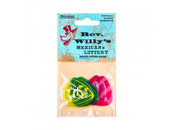 Acessórios Guitarra Dunlop Palhetas para guitarra Dunlop Rev. Willy's Mexican Lottery Brand 6-Pack Acessórios Guitarra Dunlop Palhetas para guitarra Dunlop Rev. Willy's Mexican Lottery Brand 6-Pack