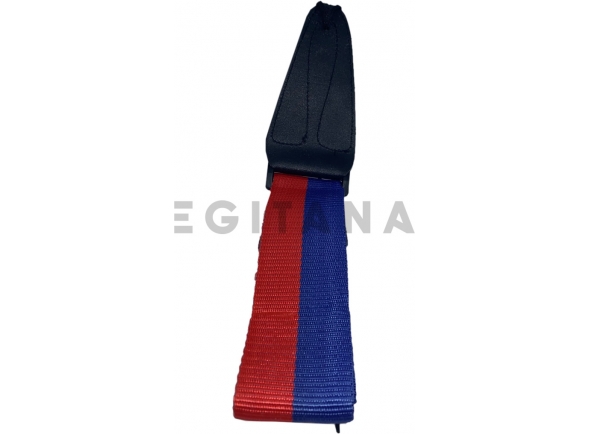 cinturón de nailon Egitana Correia Para Guitarra - Azul e Vermelho Claro