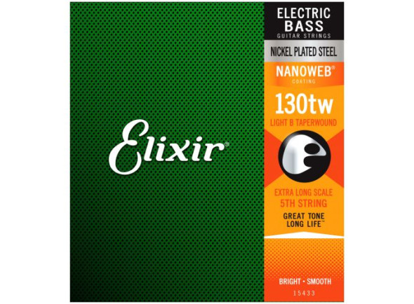 Cordas individuais para baixo Elixir 15433 Nanoweb XL  Light B Extra Long TaperWound