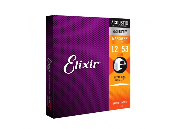 Jogo de cordas .012 Elixir E11052 Nanoweb Light Acoustic 12-53 