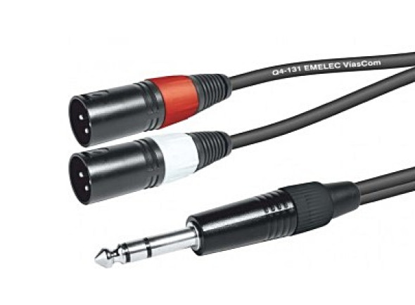  Cabo de microfone/Cabos XLR / Microfone Emelec  Cabo 6,35 Macho ST / 2x XLR Macho 1,5mt