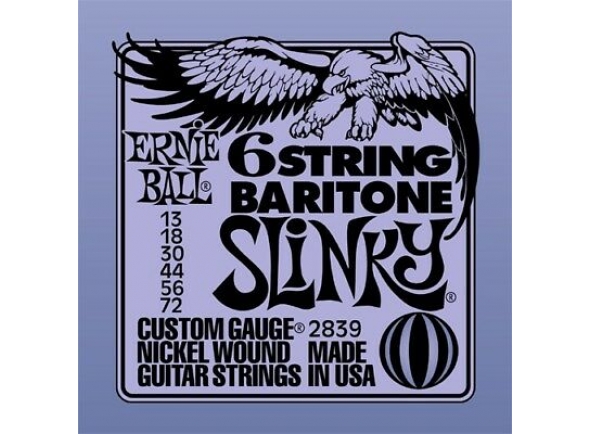 Cordas de Guitarra Ernie Ball Jogos de cordas para guitarra baritono/Jogo de cordas .013 Ernie Ball 2839 Slinky Baritone 13-72 