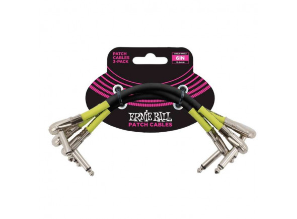 Cabos de Patch Ernie Ball  Pack de 3 conectores planos 15,24m - preto