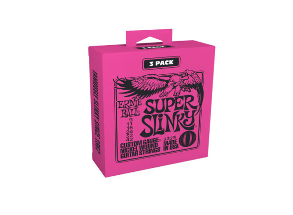 Jogo de cordas .009 Ernie Ball  SLINKY PINK 9-42 TRIPACK (3) 