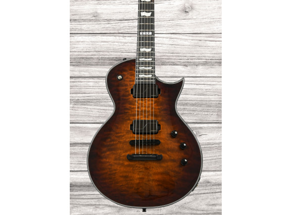 Guitarras ESP Eclipse Guitarra Elétrica/Guitarras de formato single cut ESP E-II Eclipse Ojo de Tigre Resplandor Solar