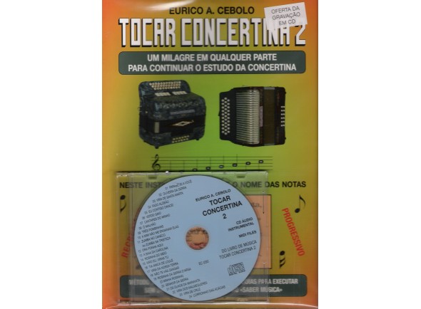 Método para aprendizagem/Livros de concertina Eurico A. Cebolo Tocar Concertina 2 com CD 