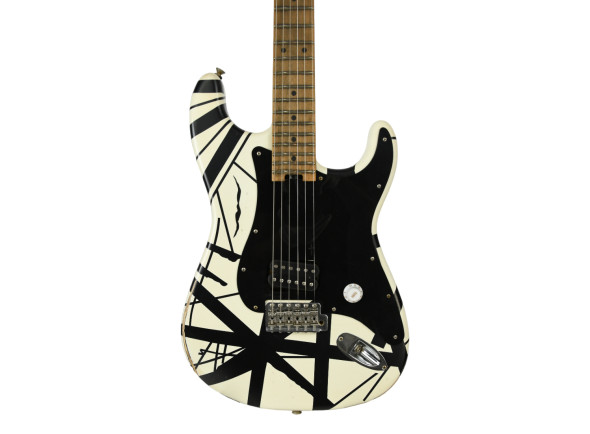 Guitarras formato ST EVH  Striped Series 78 Eruption Maple Fingerboard White with Black Stripes Relic