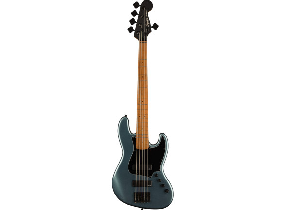 B-stock Baixo de 5 Cordas Fender  Contemporary Active Jazz Bass HH V Roasted Maple Fingerboard Black Pickguard Gunmetal Metallic B-Stock
