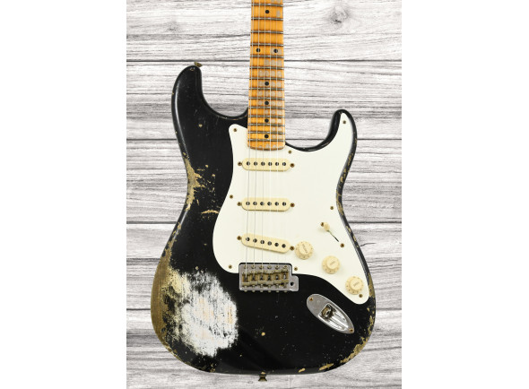 fender custom shop Guitarra Elétrica/guitarras formato ST Fender Custom Shop 1957 Stratocaster Heavy Relic 1 pieza de madera aserrada en cuartos MN negra