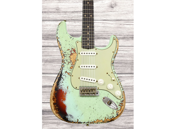 fender custom shop Guitarra Elétrica/guitarras formato ST Fender Custom Shop 1961 Stratocaster Super Heavy Relic RW Aged Surf Green 3TSB