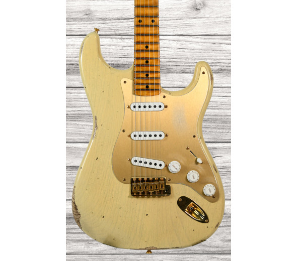 Guitarras Fender Custom Shop Guitarras formato ST Fender Custom Shop Limited Edition 55 Bone Tone Relic 2A Flame Maple Fingerboard Aged Honey Blonde Gold Hardware