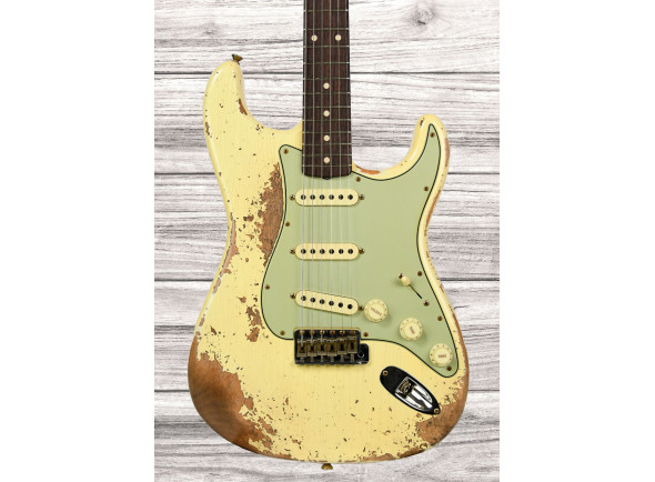 Fender Custom Shop Guitarras formato ST Fender Custom Shop Limited Edition 60 Dualmag II Stratocaster Super Heavy Relic Aged Vintage White