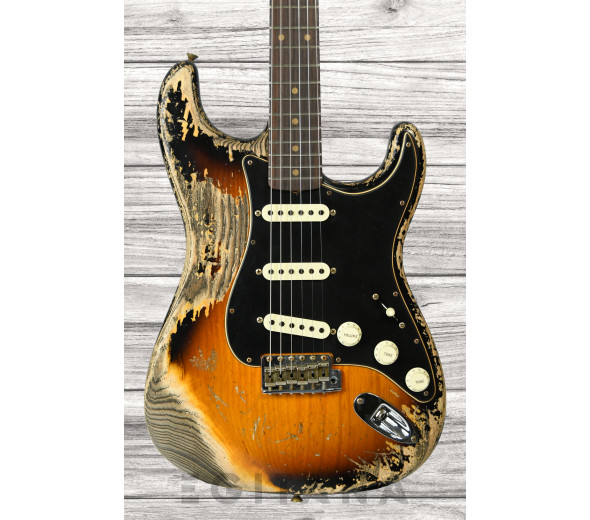 guitarras formato ST Fender  Custom Shop Limited Edition Poblano Strat. Super Heavy Relic Super Faded Aged 3-Color Sunburst