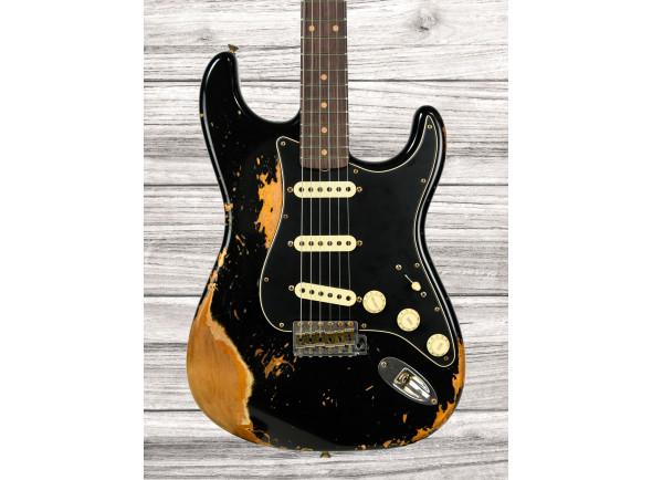 fender Standard Guitarra Elétrica ST/Guitarras formato ST Fender Custom Shop LTD Dualmag II 60' Strat Super Heavy Relic Aged Black 