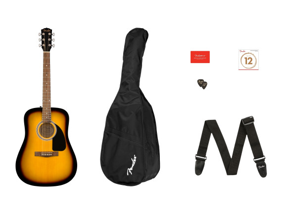 palhetas de guitarra Guitarra Acústica/Guitarra Acústica Fender FA-115 II Dreadnought Pack, Sunburst
