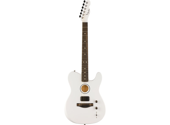 Guitarras Fender Acoustasonic  Guitarra elétrica/guitarras en forma de T Fender  Limited Edition FINNEAS American Acoustasonic Ebony Fingerboard Satin Arctic White