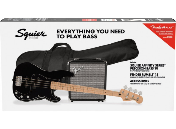 Guitarras Fender Squier Affinity Pack's de Baixo Elétrico Fender Squier Affinity Series Precision Bass PJ Pack MN Black