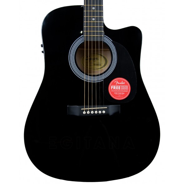Guitarra Dreadnought/guitarras acorazadas Fender Squier SA-105CE Black