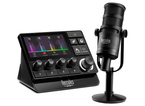 hercules dj Interface Áudio USB/Conjunto para estúdio Hercules DJ Stream Essentials Kit – Kit de Streaming Profissional com Interface XLR