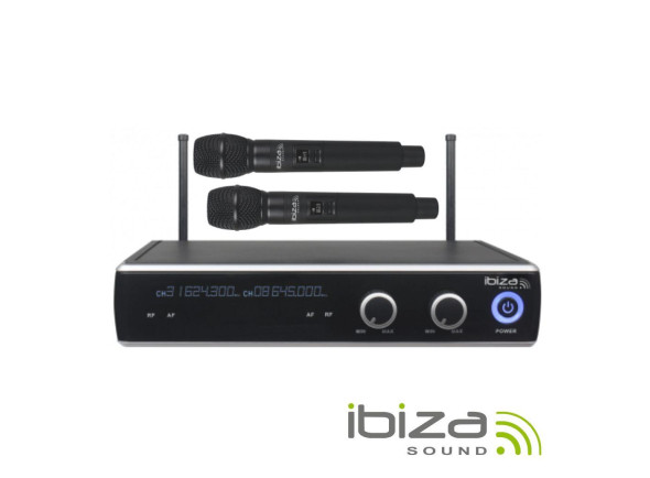 B-stock Sistema inalámbrico con micrófono de mano Ibiza  Central Microfone S/ Fios 2 Canais UHF 863.9/864.9mhz IBIZA B-Stock