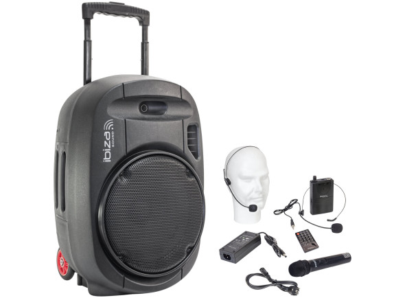 Sistemas Portáteis com Bateria Ibiza  Coluna Amplificada 12 700W USB/BT/SD/Bat UHF Preta PORT12UHF-MKII B-Stock