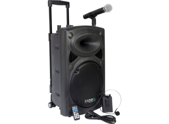Coluna amplificada/Systèmes portables alimentés par batterie Ibiza PORT12VHF-BT Système de batterie portable jusqu'à 5 h 700W