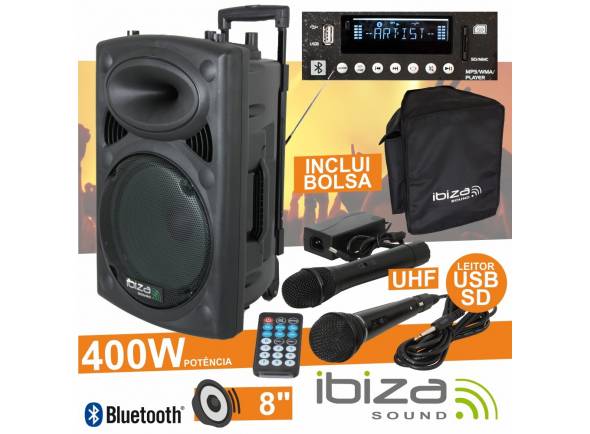 Colunas Amplificadas Ibiza PORT8UHF-BT
Coluna Amplificada 8" 200Wrms/400Wmáx
Leitor Multimédia USB / SD / REC e Bluetooth
2 Microfones UHF 863MHz (1 s/fios), comando
Colunas Amplificadas Ibiza PORT8UHF-BT
Coluna Amplificada 8" 200Wrms/400Wmáx
Leitor Multimédia USB / SD / REC e Bluetooth
2 Microfones UHF 863MHz (1 s/fios), comando
