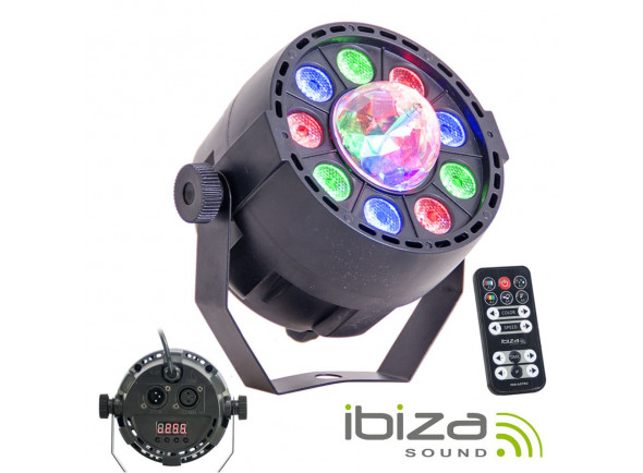 Projector LED PAR Ibiza  Projector Luz c/ 9 Leds RGBW DMX