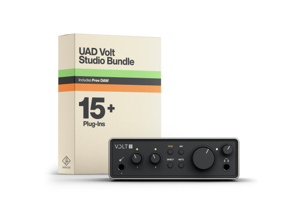 Interface Áudio USB/Interface de Audio USB Interfaz de audio USB Universal Audio Volt 1 Gen 2 con 2 entradas/2 salidas, 1 preamplificador de micrófono y 1 entrada de guitarra.
