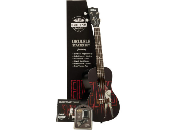 Pacote inicial para aprender a tocar ukulele/Ukulele Concerto Kala  LTP-C-ELV Elvis Starter