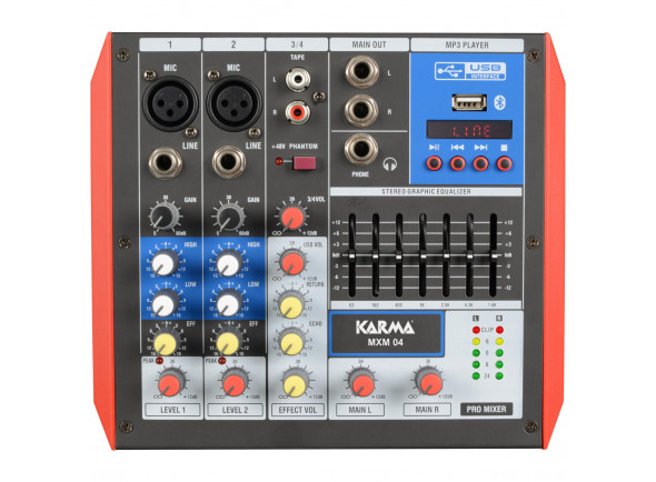 Mesa de Mistura Analógica Karma  4 Canais USB/Bluetooth KM-MXM04 B-Stock 