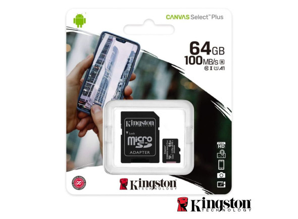 Cartão de memória/Diversos Kingston   Cartão Memória Micro SDXC 64GB UHS-I Adaptador