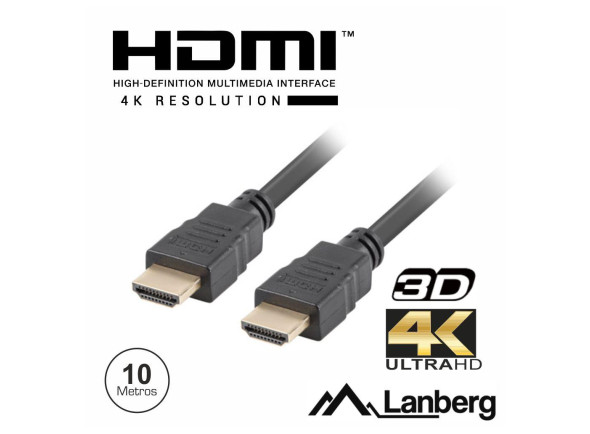 cabo hdmi Diversos Lanberg   Cabo HDMI Dourado Macho / Macho 1.4 4K 10m